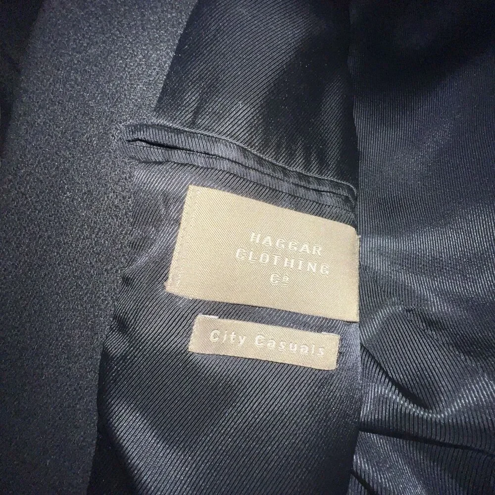 Haggar City Casuals Men’s Black Blazer‎ 44L Long Vintage Sport Coat